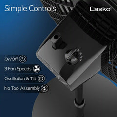 Lasko Cyclone® 18" Pedestal Fan (3-speed, manual, black)