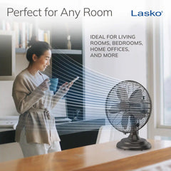 Lasko Classic 12" Table Top Fan (3-speed, manual, metal construction, bronze)
