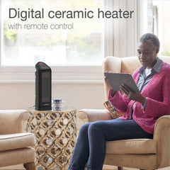 Lasko 16" Digital Ceramic Tower Heater with Remote (black, model CT16670)