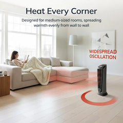 Lasko 23" Ceramic Tower Heater (2 heat settings, remote, timer, thermostat, black)