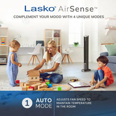 Lasko WhisperForce™ DC 42" Tower Fan (12-speed, remote, black/silver)