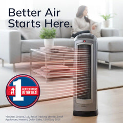 Lasko 1500W Digital Ceramic Space Heater with Remote, 755320, Silver