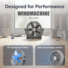 Lasko Wind Machine® 20" Air Circulator Floor Fan (3-speed, manual, 360° airflow, gray)