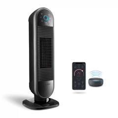 Lasko Aria™ 22" Ceramic Tower Heater (3 heat settings, remote, timer, smart, black)