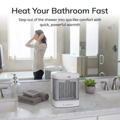Lasko 8" Bathroom Ceramic Heater (2 heat settings, timer, ALCI saftey plug, white)
