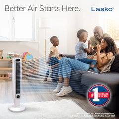 Lasko 36" Tower Fan (3-speed, remote, timer, 60° oscillation, white)