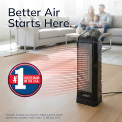 Lasko 1500W Oscillating Ceramic Tower Space Heater, CT16450, Black