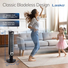 Lasko 36" Tower Fan (3-speed, remote, timer, 60° oscillation, black)