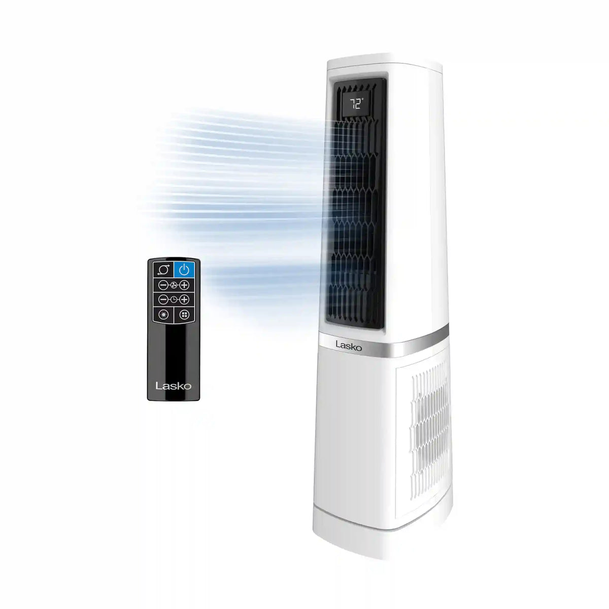 Lasko High Velocity WhisperForce™ DC 35" Tower Fan (12-speed, remote, timer, 90° oscillation, air filtration, black)