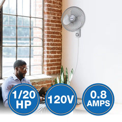 Air King 16" 1/20 HP Commercial Grade Wall Mount Fan (3-speed, manual, white)