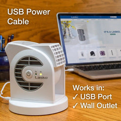 Lasko MyCool™ Mini Blower Fan (2-speed, USB, AC Adapter, white)