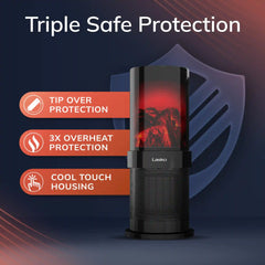 Lasko Fireplace 20" Ceramic Tower Heater (2 heat settings, timer, tip-over switch, black)