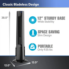 Lasko 38" Hybrid Tower Fan (4-speed, remote, timer, black/silver)
