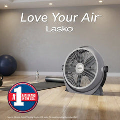Lasko Wind Machine® 20" Air Circulator Floor Fan (3-speed, manual, 360° airflow, gray)