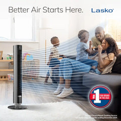 Lasko WhisperForce™ DC 40" Tower Fan (12-speed, remote, timer, air filtration, black)