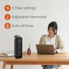 Lasko 16" Digital Ceramic Tower Heater with Remote (black, model CT16670)