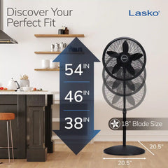 Lasko Performance 18" 3-speed Pedestal Fan (3-speed, manual, black)