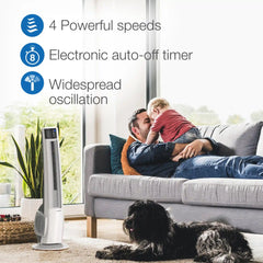 Lasko 38" Hybrid Tower Fan (4-speed, remote, timer, white)