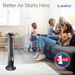 Lasko Wind Curve® 42" Tower Fan (3-speed, remote, timer, silver)