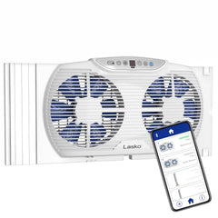 Lasko Electrically Reversible Twin Window Fan with Bluetooth Technology, W09560, White